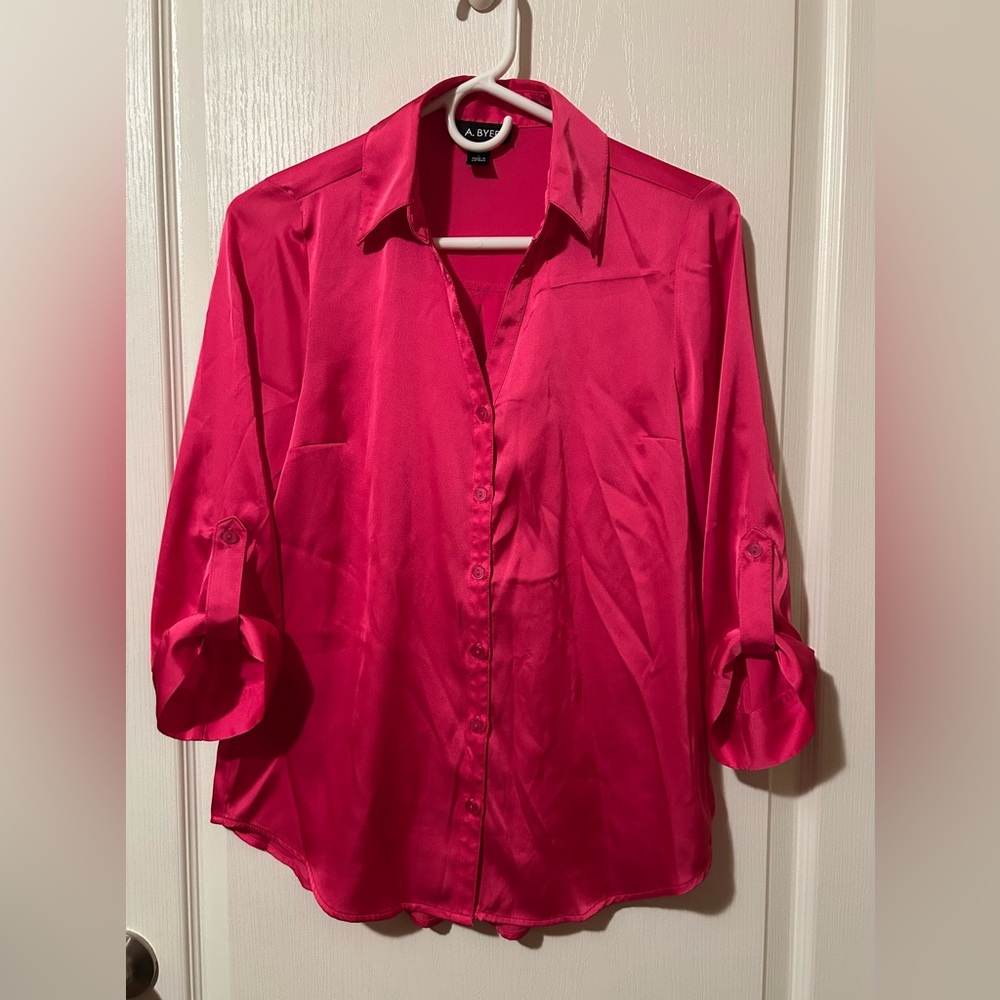 A.Byer Satin Button-Down Shirt